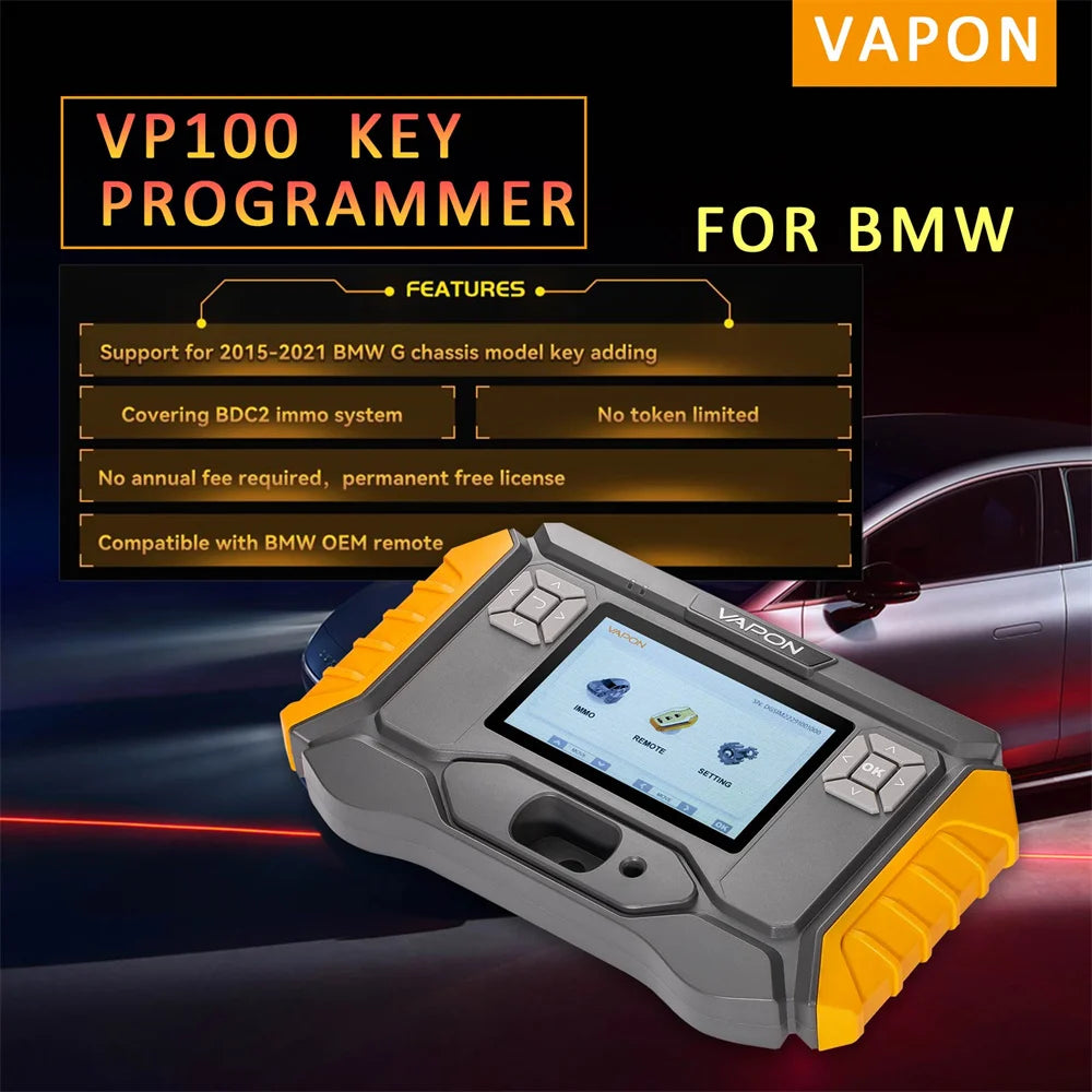 VAPON VP100 Key Programmer Support 2015-2021 G Chassis Model Key Adding Get Free 2pcs for BMW G Series Key PCB With VP-B03 BDC3 Blackbox Automotive Diagnostics