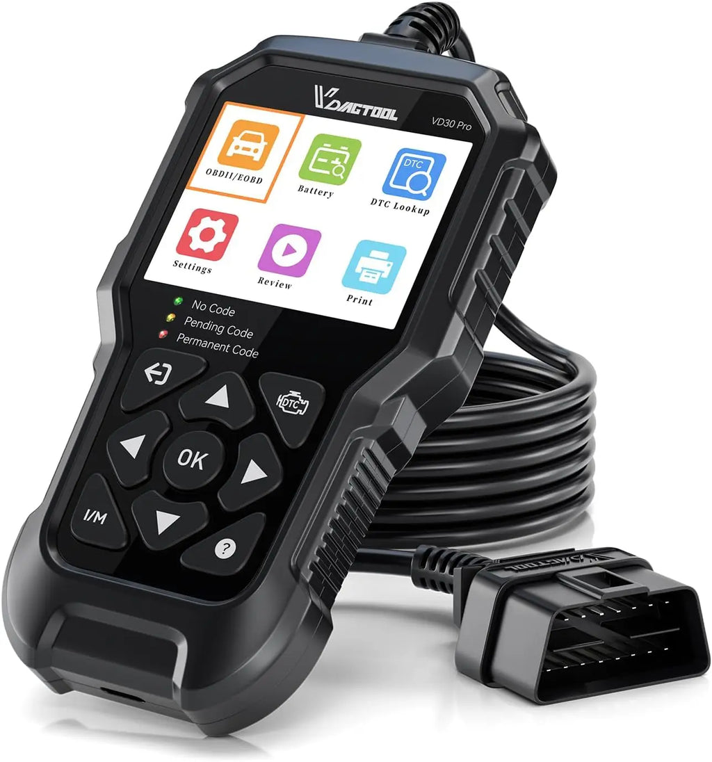 VDIAGTOOL VD30 Pro OBDII Code Reader Live Data Diagnostic Tool with Reset Freeze Frame I/M Readiness for Car and Trucks Scan Blackbox Automotive Diagnostics
