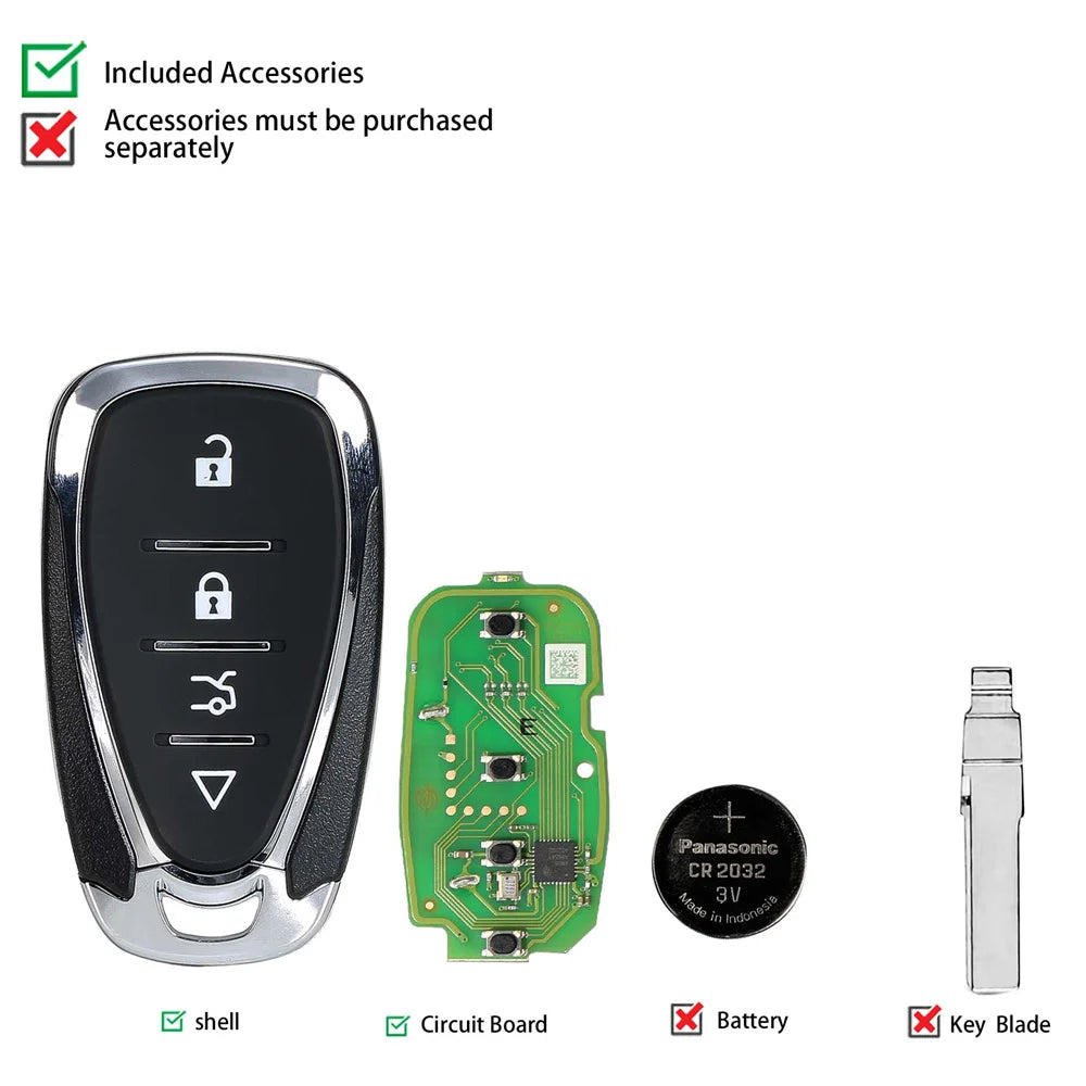 XhorseXSCLN1EN for Chevrolet Style Second Generation Universal Remote Key 4 Buttons Blackbox Automotive Diagnostics