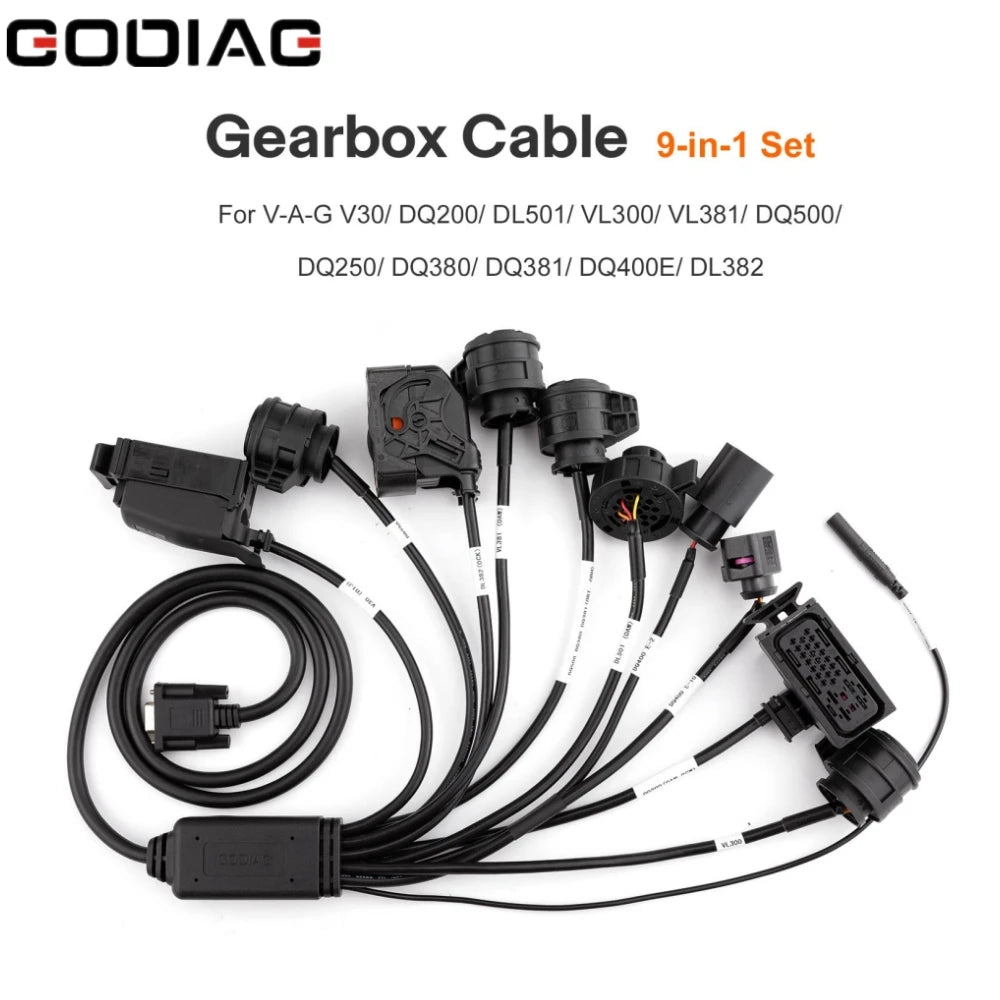 GODIAG Gearbox Cable 9-in-1 Set for V-A-G for DL501/VL300/ VL381/ DQ250/ DQ381/DQ500/ DQ380 / V30/ DQ400E/ DQ200 Blackbox Automotive Diagnostics