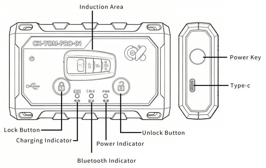 CK-TOM-PRO-01 Key Matching Device for Toyota/Lexus, Supports 8A-AA, 8A-BA, Read/Write Key Data, Match the Vehicle Blackbox Automotive Diagnostics