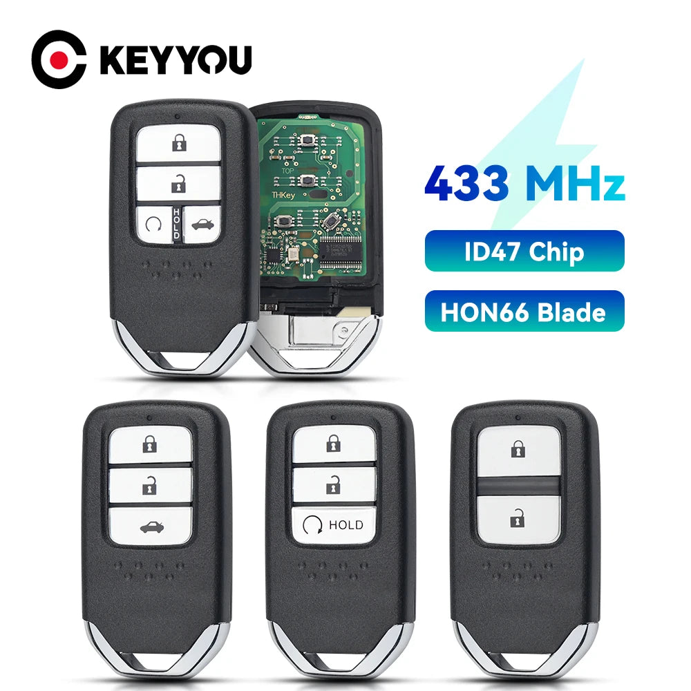 KEYYOU KR5V2X For Honda Accord Piot CR-V Civic 2016 2017 2018 2019 2020 433MHz ID47 Chip 2/3/4/5/6/7 Button Smart Remote Key Fob Blackbox Automotive Diagnostics