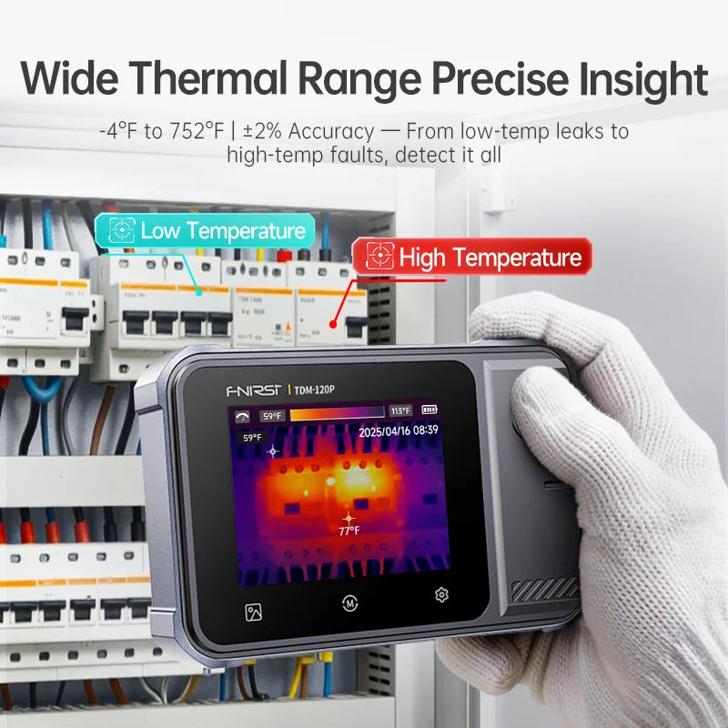 FNIRSI TDM-120/TDM-120P Multimeter Thermal Imaging Infrared Camera Tester AC 750V/DC 1000V Resistance Capacitance 120x90 IR Blackbox Automotive Diagnostics