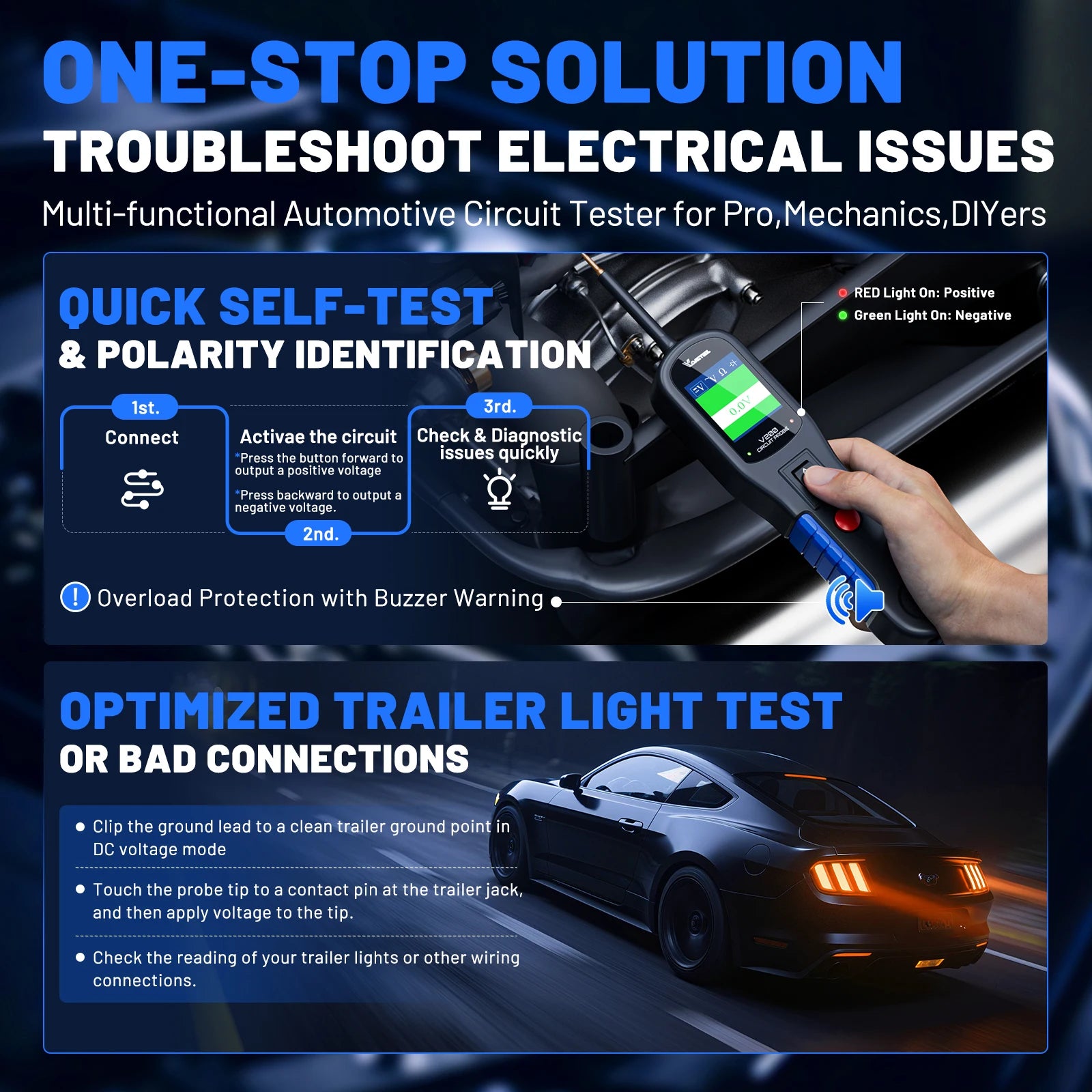 VDIAGTOOL V200 Car Electric Circuit Tester 6V-30V Automotive Power Probe Kit Electrical System Tester LCD Display Voltage Tester Electrical Diagnostic Tools ﻿ Blackbox Automotive Diagnostics