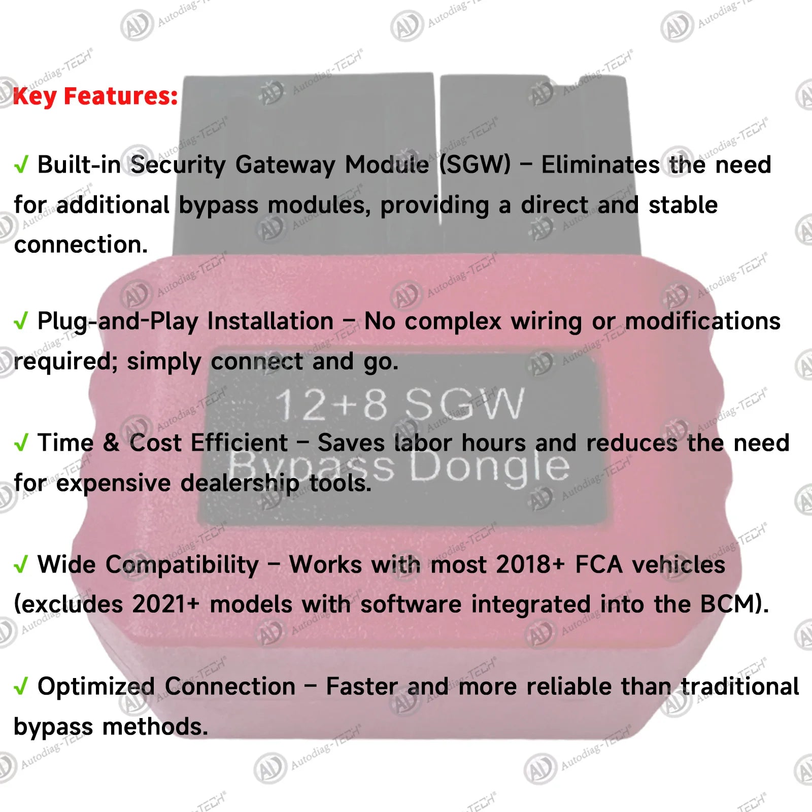 SGW Bypass Dongle - 8+12 Pin FCA SGM Adapter | Compatible with 2018+ Chrysler, Dodge, Jeep, RAM, Fiat, Alfa Romeo Blackbox Automotive Diagnostics