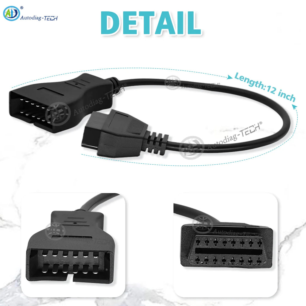 OBD1 to OBD2 Adapter Fit for GM 12Pin Obd1 to Obd2 16 Pin Connector,Compatible with GM Vehicle 12 pin Diagnostic Scanner Cable Blackbox Automotive Diagnostics