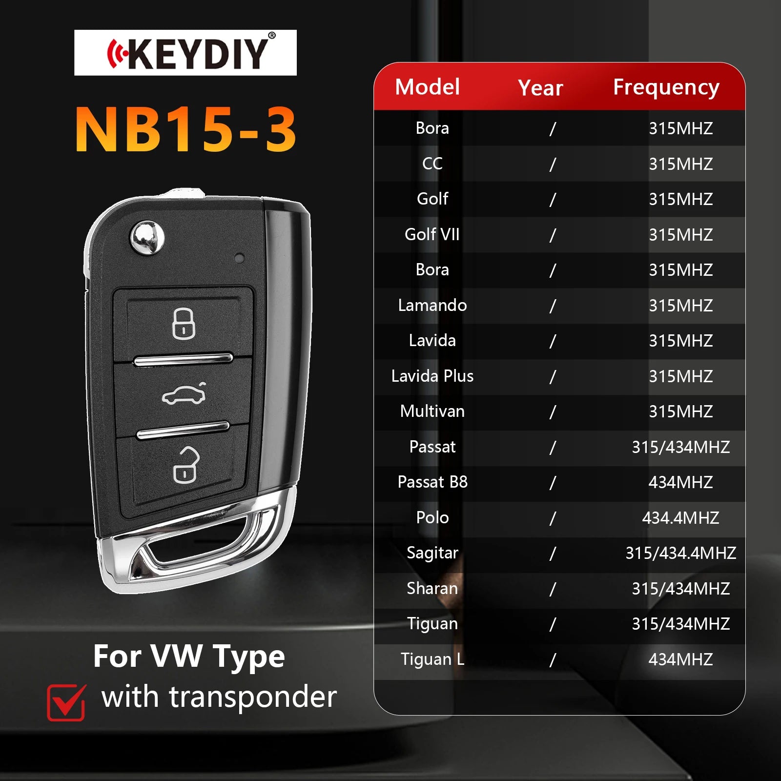 KEYDIY KD NB15-3 Remote Key — Volkswagen — image 6