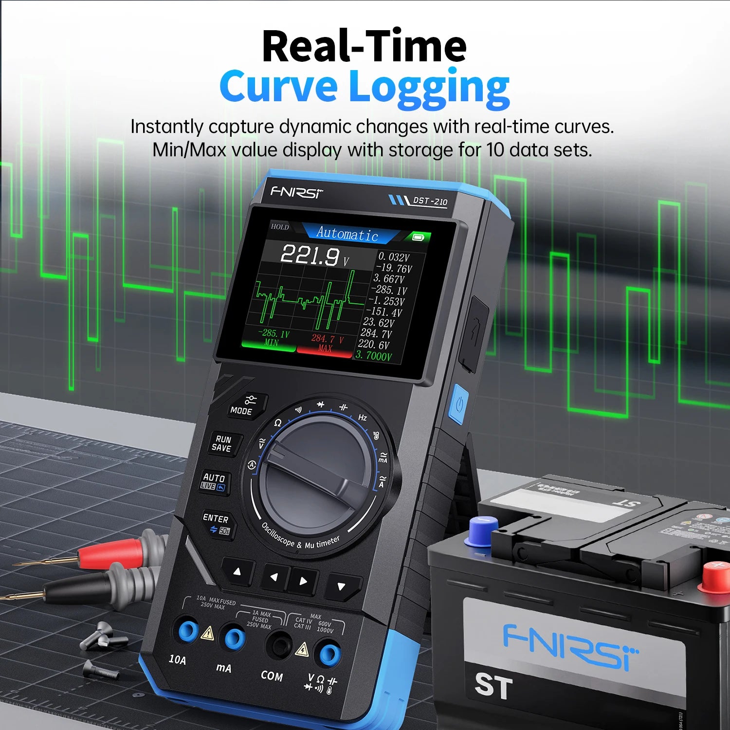 FNIRSI DST-210 and DST-201 3IN1 Digital Multimeter Oscilloscope Signal Source 19999 Counts 10MHz/1MHz Portable Electrician Tool Blackbox Automotive Diagnostics