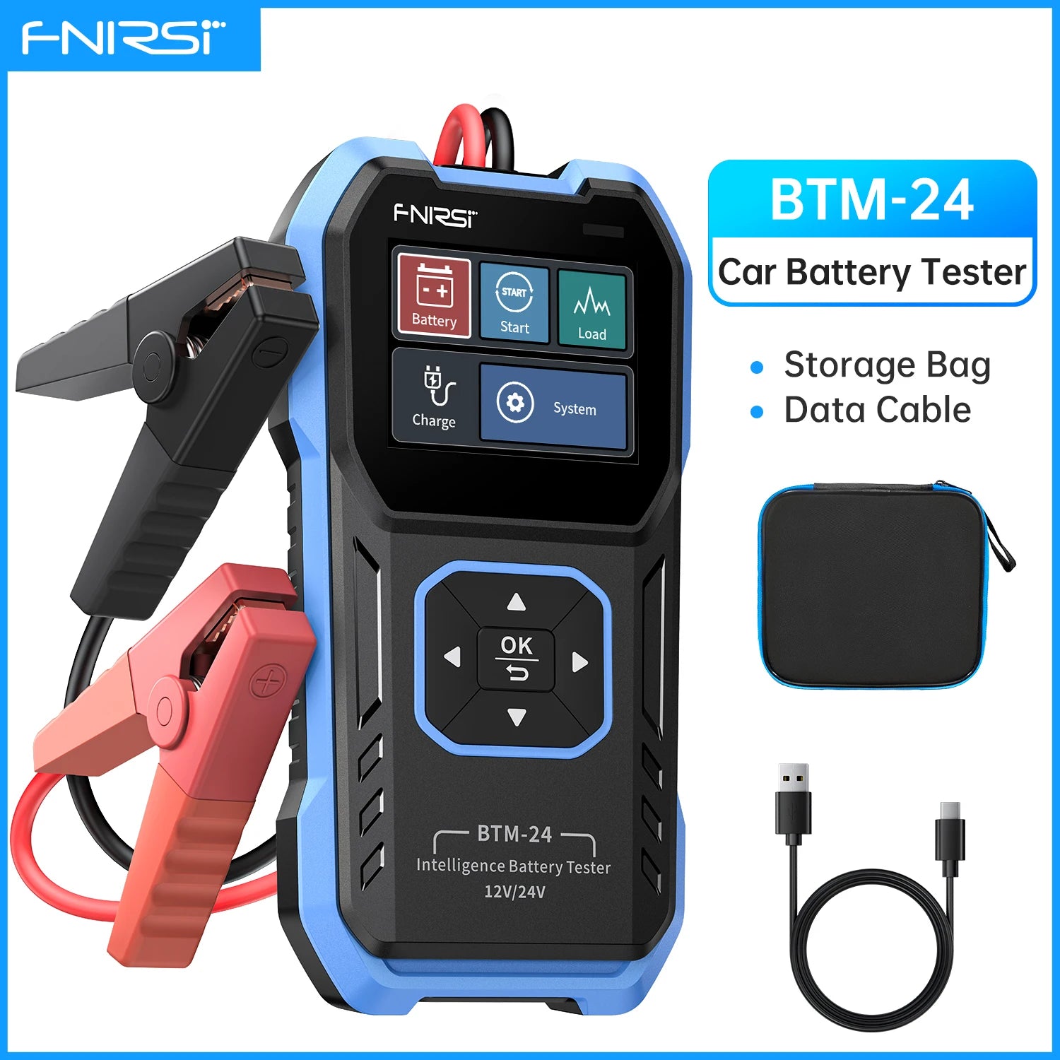 FNIRSI BTM-24 12V/24V Car Battery Tester 0-2000 CCA Automotive Battery Load Tester Cranking Charging Circut Diagnostic Tools Blackbox Automotive Diagnostics