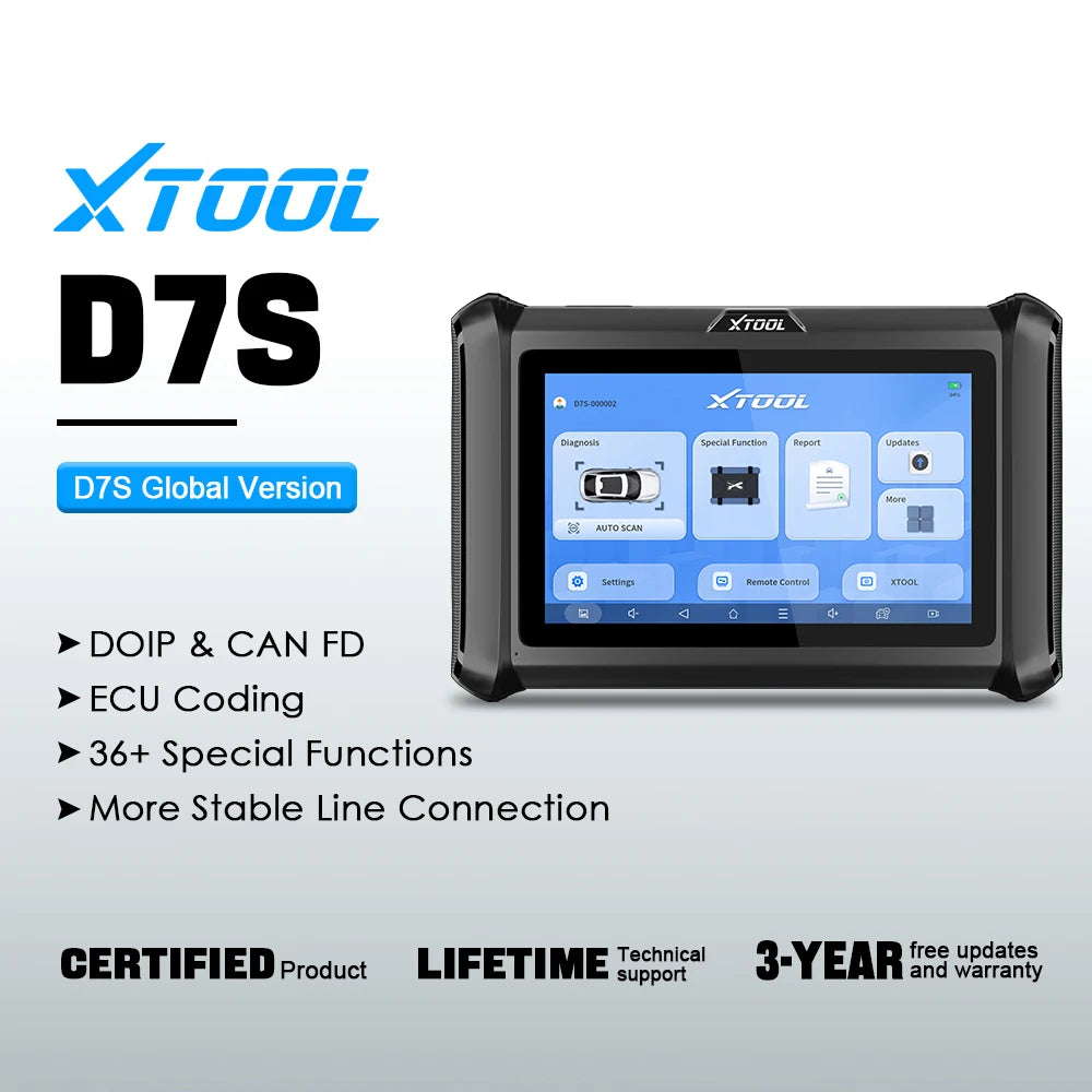 XTOOL D7S V2.0 Automotive Scanner Bi-Directional OBD2 Diagnostic Tool ECU Coding Key Programmer with 39+ Service CANFD DOIP FCA Blackbox Automotive Diagnostics