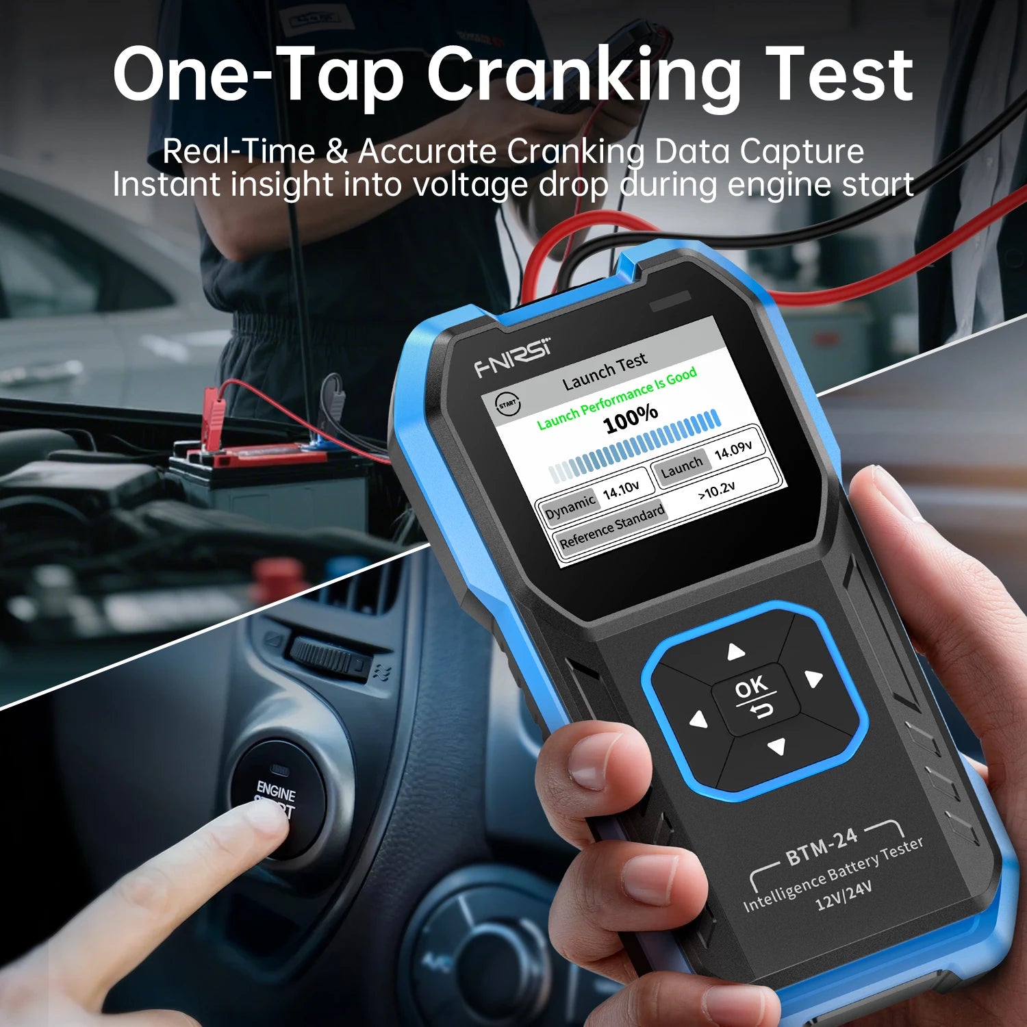 FNIRSI BTM-24 12V/24V Car Battery Tester 0-2000 CCA Automotive Battery Load Tester Cranking Charging Circut Diagnostic Tools Blackbox Automotive Diagnostics