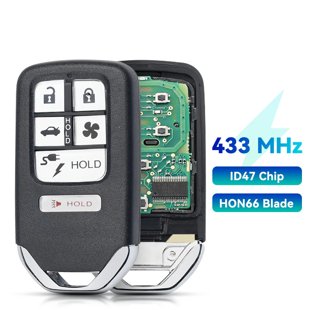KEYYOU KR5V2X For Honda Accord Piot CR-V Civic 2016 2017 2018 2019 2020 433MHz ID47 Chip 2/3/4/5/6/7 Button Smart Remote Key Fob Blackbox Automotive Diagnostics