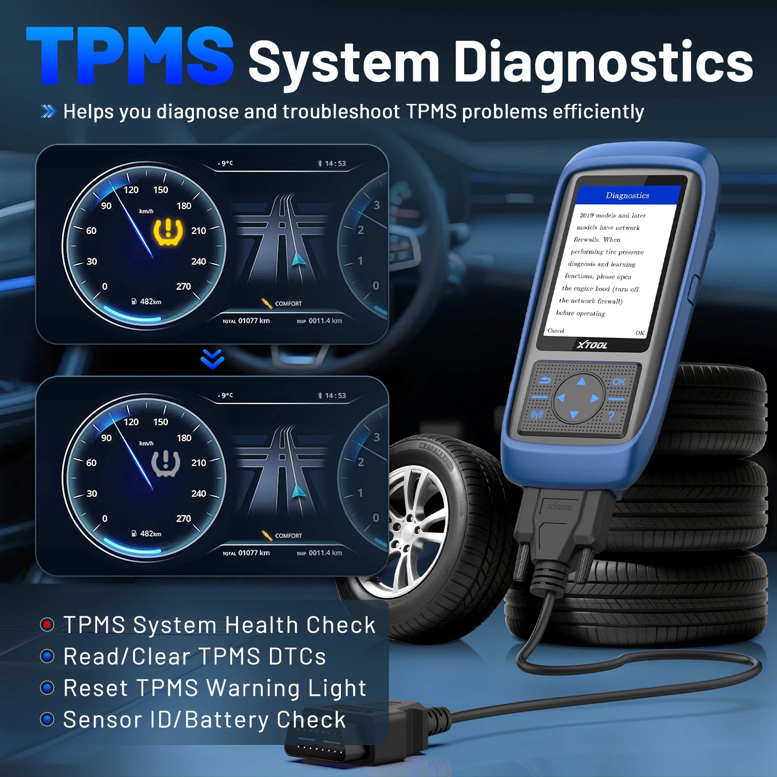 XTOOL TP150 TPMS Programming Tools For 315Mhz & 433Mhz Sensors Tire Pressure Reset Tool Sensor Activation Lifetime Free Update Blackbox Automotive Diagnostics