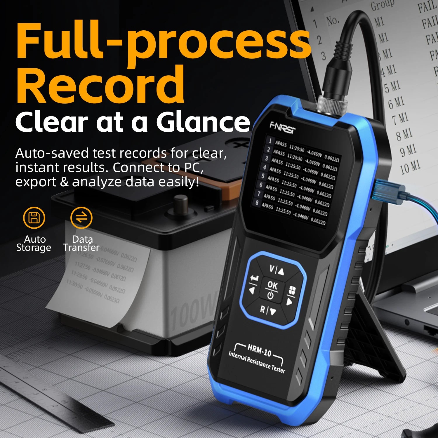 FNIRSI HRM-10 Battery Voltage Internal Resistance Tester 18650 High-precision AC Acid Lithium Lead Car Battery Capacitor Tester Blackbox Automotive Diagnostics