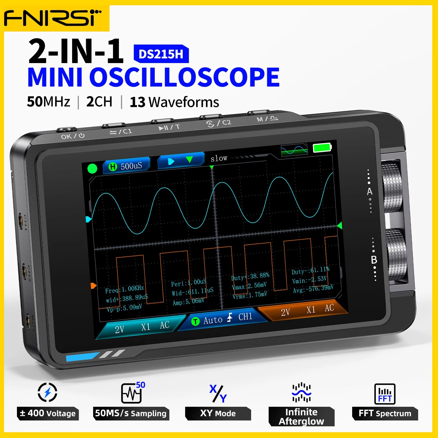 FNIRSI DS215H, 2 in 1 Electronic Repair tool, Supports 8 languages, Digital Professional Instrument Blackbox Automotive Diagnostics