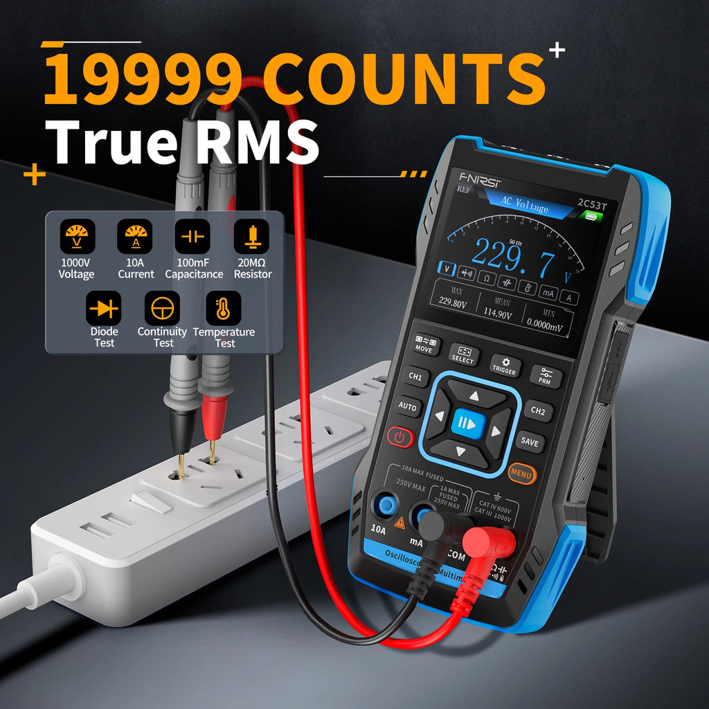 FNIRSI 2C23T 2C53T Upgrade 50MHz Handheld Digital Oscilloscope Multimeter Signal Generator  3 in 1 Dual Channel Automotive Tools Blackbox Automotive Diagnostics