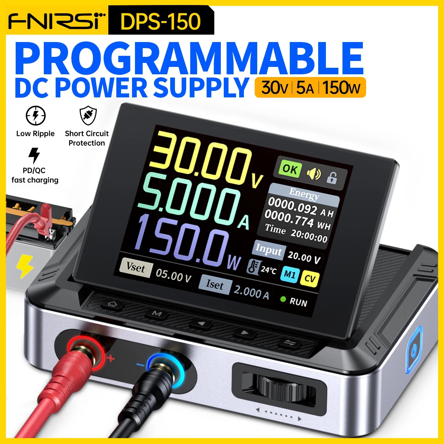 FNIRSI DPS-150 Programmable CNC DC Switching Power Supply 30V 5A Adjustable Voltage Regulator Laboratory Bench Power Supply Blackbox Automotive Diagnostics