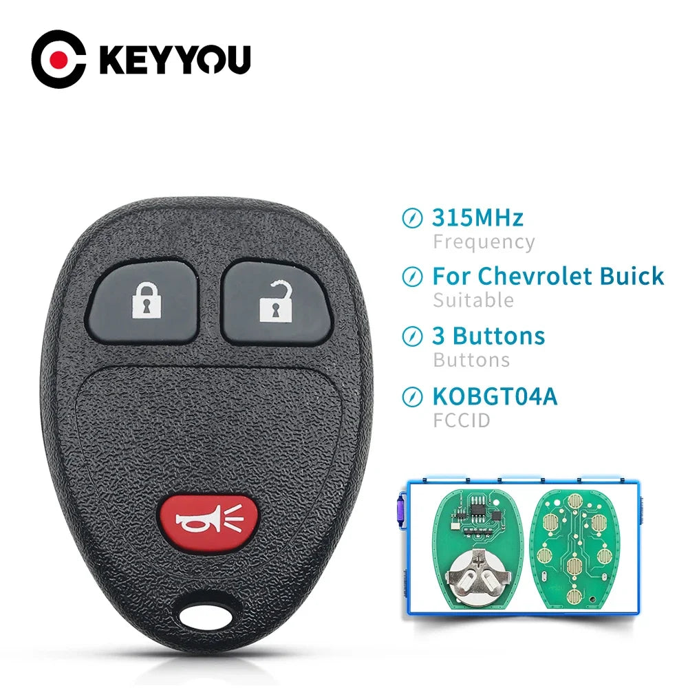 KEYYOU For Chevrolet Buick HHR 2006 2007 2008 2009 2010 2011 3 Buttons Car Remote Key Fob 315MHz KOBGT04A Car Key Fob Blackbox Automotive Diagnostics