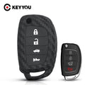 KEYYOU 4 Button Silicone Car Key Case For Hyundai i25 ix35 Sonata 2017 2018 2019 For Car Accessories Key Case Carbon Key Blackbox Automotive Diagnostics