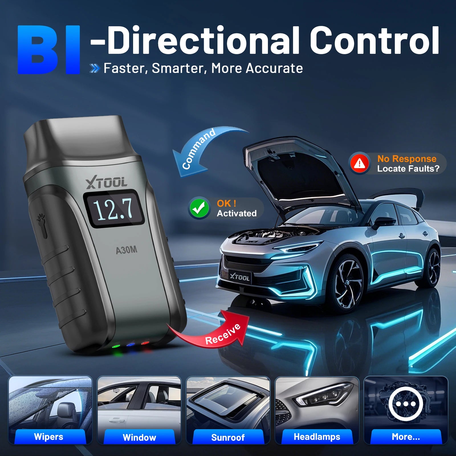 XTOOL Anyscan A30M OBD2 Scanner Active Test Car Diagnostic Tool ABS Bleed Code Reader Auto VIN Lifetime Free Update Blackbox Automotive Diagnostics