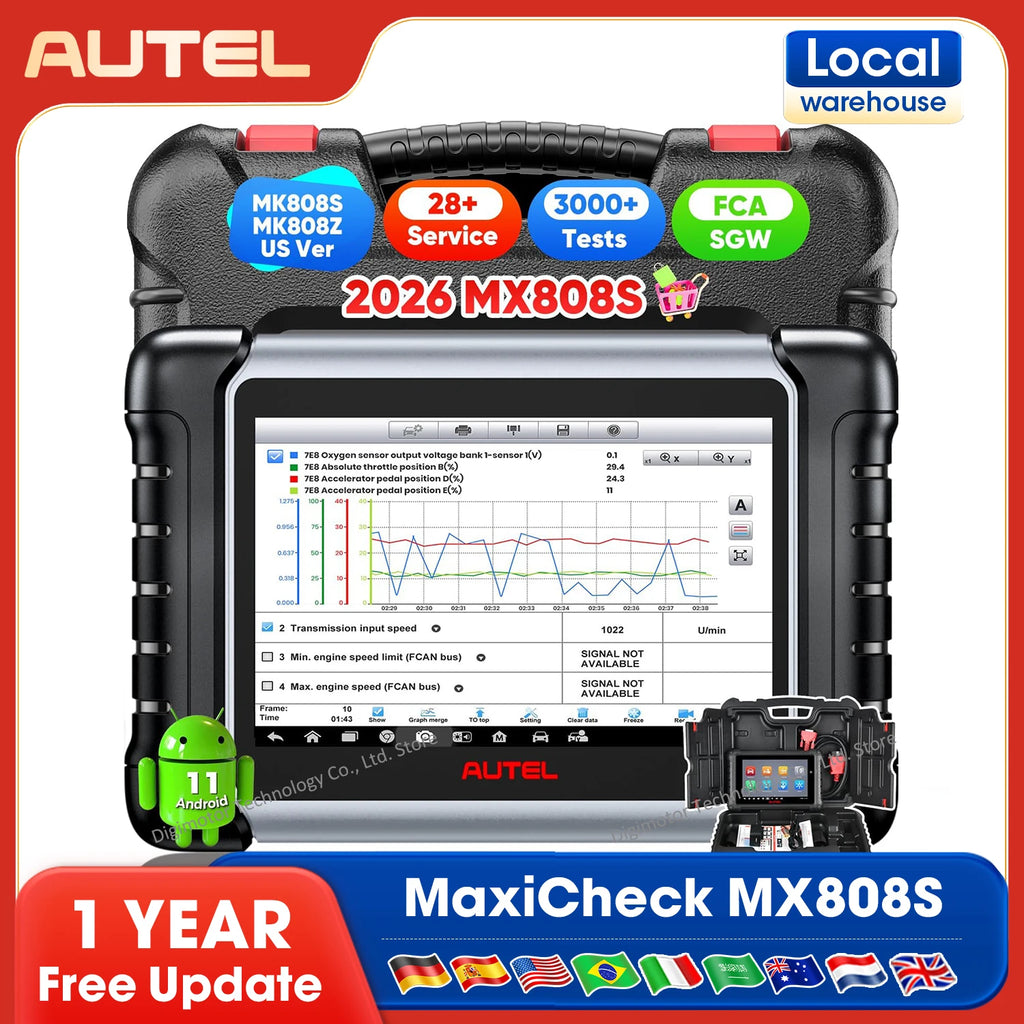 Autel MX808S Scanner Automotive Car Diagnostic Tool OBD2 Scanner, Bi-directional Control 38+Services, PK MK808S MK900 MK808K BT Blackbox Automotive Diagnostics