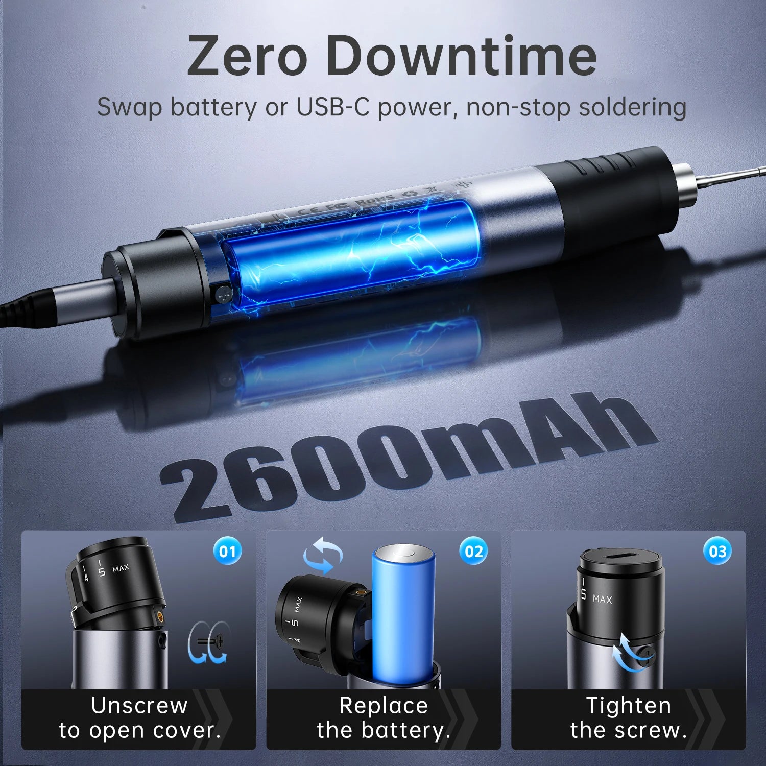 FNIRSI HS-03 Wireless Soldering Iron 10W Rechargeable Portable Soldering Iron 100-450℃ Adjustable Professional Soldering Kit Blackbox Automotive Diagnostics