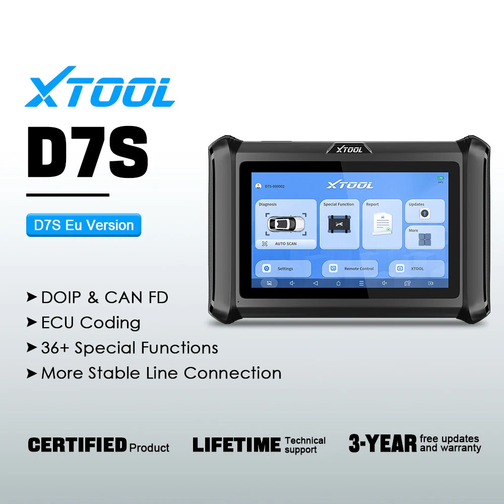 XTOOL D7S V2.0 Automotive Scanner Bi-Directional OBD2 Diagnostic Tool ECU Coding Key Programmer with 39+ Service CANFD DOIP FCA Blackbox Automotive Diagnostics