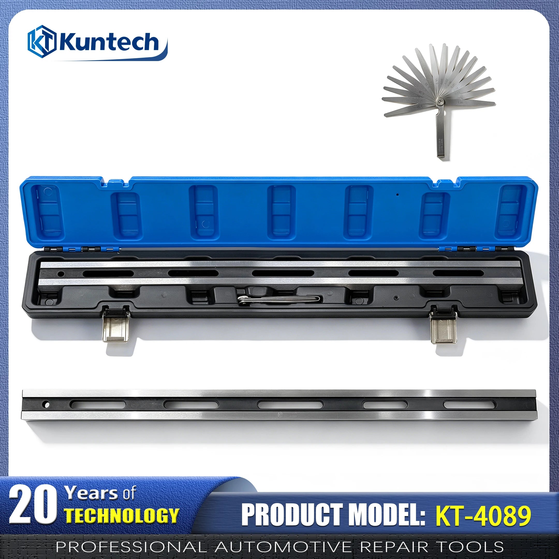 630mm Professional Cylinder Head Straightedge,Engine Block Surface Flatness Gauge Ruler ±0.03mm High Precision Carbon Steel with 0.02-1.0mm Feeler Gauge Set for Cylinder Plane Detection Flywheel Deformation Inspection Automo Blackbox Automotive Diagnostics