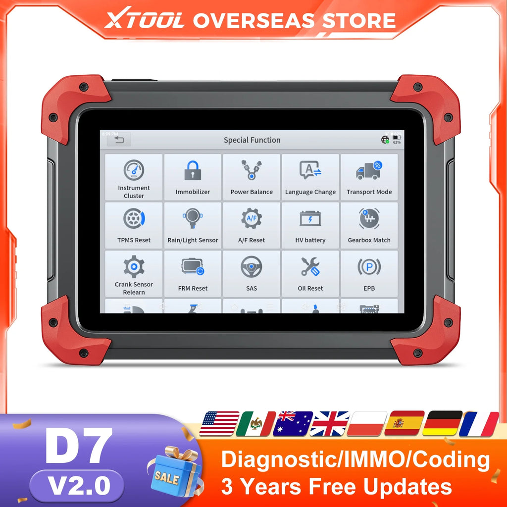 XTOOL D7 V2.0 OBD2 Automotive Scanner Key Programmer All System Car Diagnostic Tool ECU Coding with 39+ Resets CANFD DOIP FCA Blackbox Automotive Diagnostics