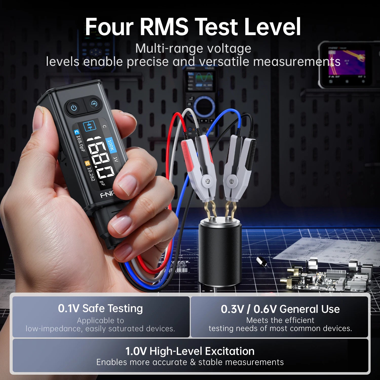 FNIRSI LCR-ST2 2-in-1 Digital Tweezer Bridge LCR ESR Meter SMD Test Kelvin Clip Electronic Component Multifunctional Tester Tool Blackbox Automotive Diagnostics