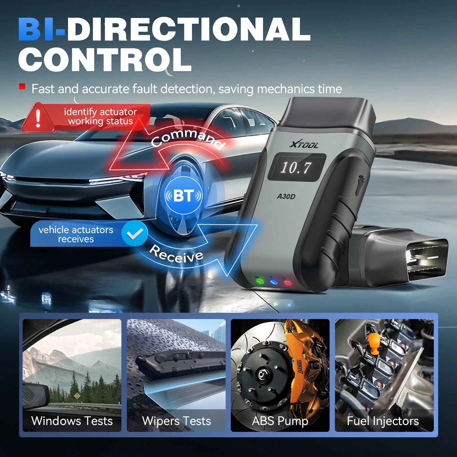 XTOOL Anyscan A30D Automotive Scanner Lifetime Free Update Bidirectional Car OBD2 Diagnostic Code Reader with 19 Resets FCA CAN FD Blackbox Automotive Diagnostics