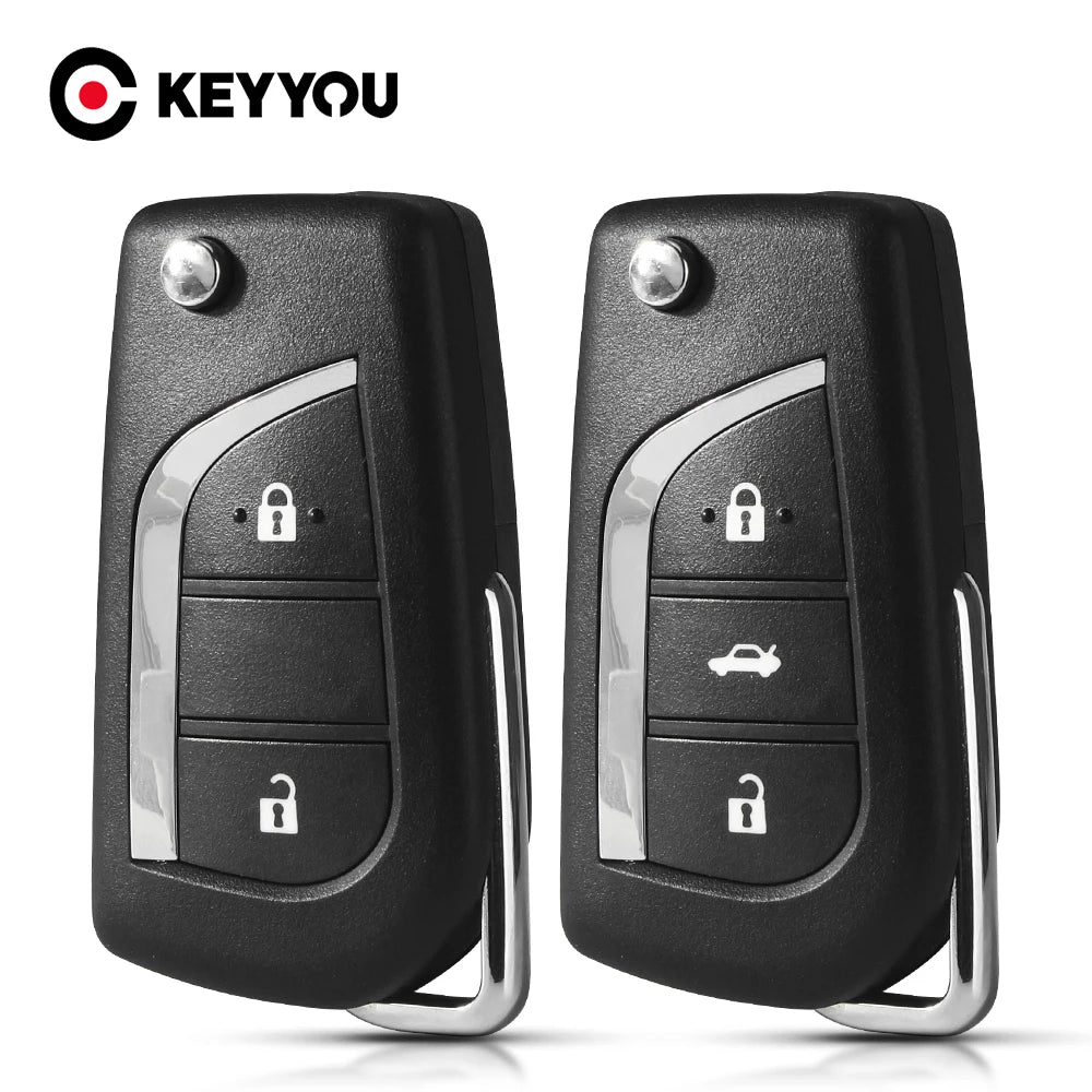KEYYOU Flip Folding Remote Key Shell for Toyota Levin Camry Reiz Highlander Corolla Key Case Toy43 2 3 Buttons Blackbox Automotive Diagnostics