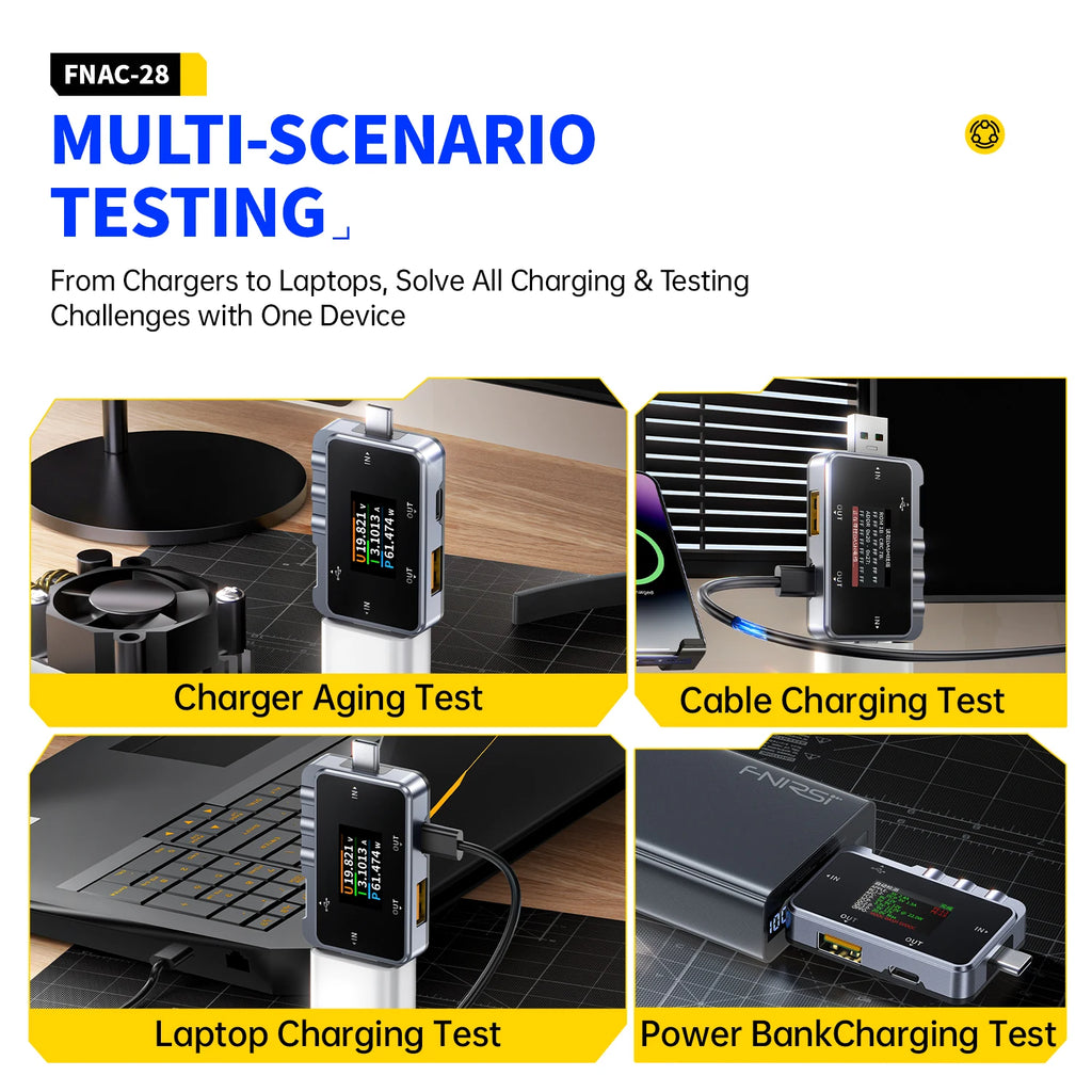 FNIRSI FNAC-28 FNB58 Type-C Meter USB-A Trigger Voltmeter Ammeter Fast Charging Protocol Test Type-C Meter Power Bank tester Blackbox Automotive Diagnostics