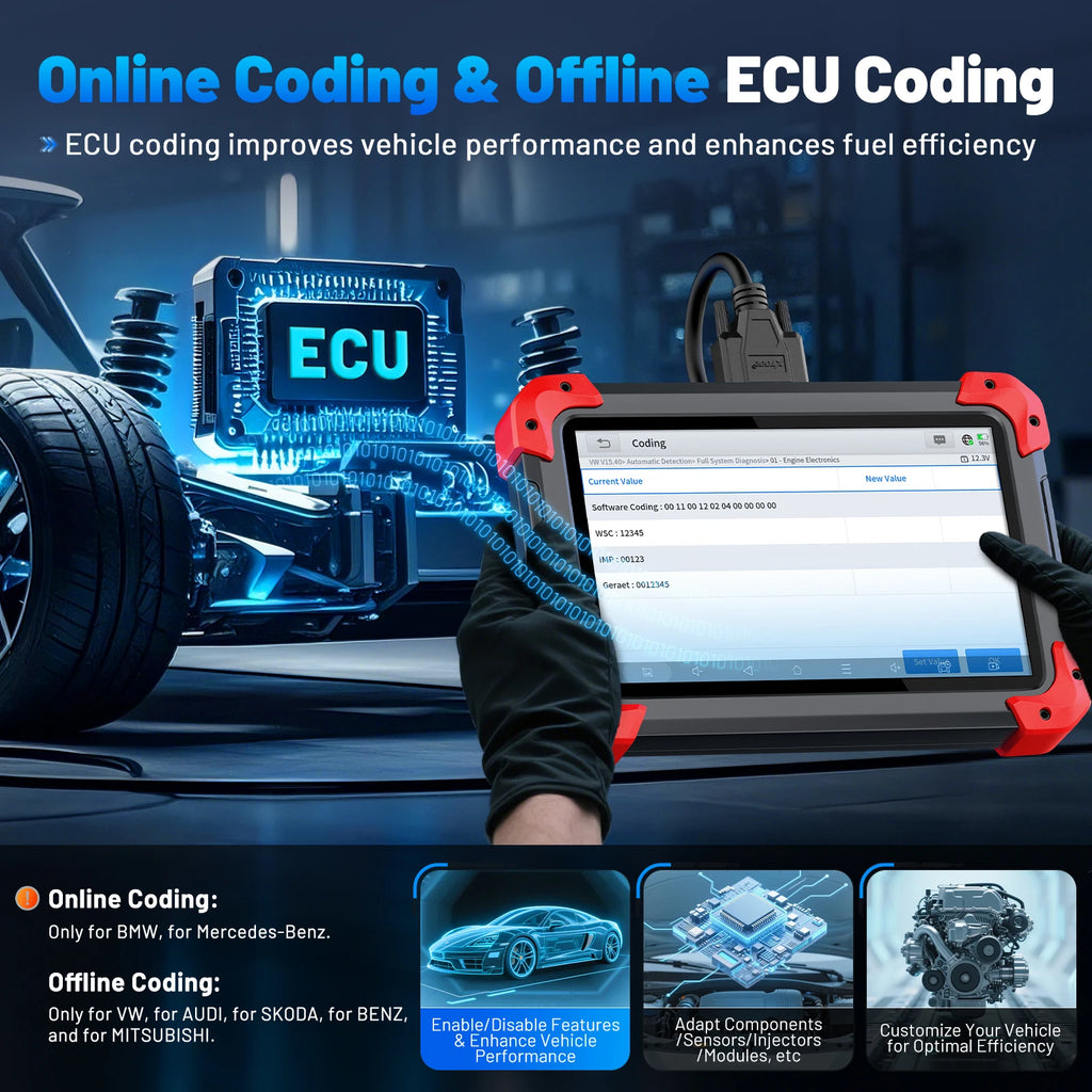 XTOOL D7 V2.0 OBD2 Automotive Scanner Key Programmer All System Car Diagnostic Tool ECU Coding with 39+ Resets CANFD DOIP FCA Blackbox Automotive Diagnostics