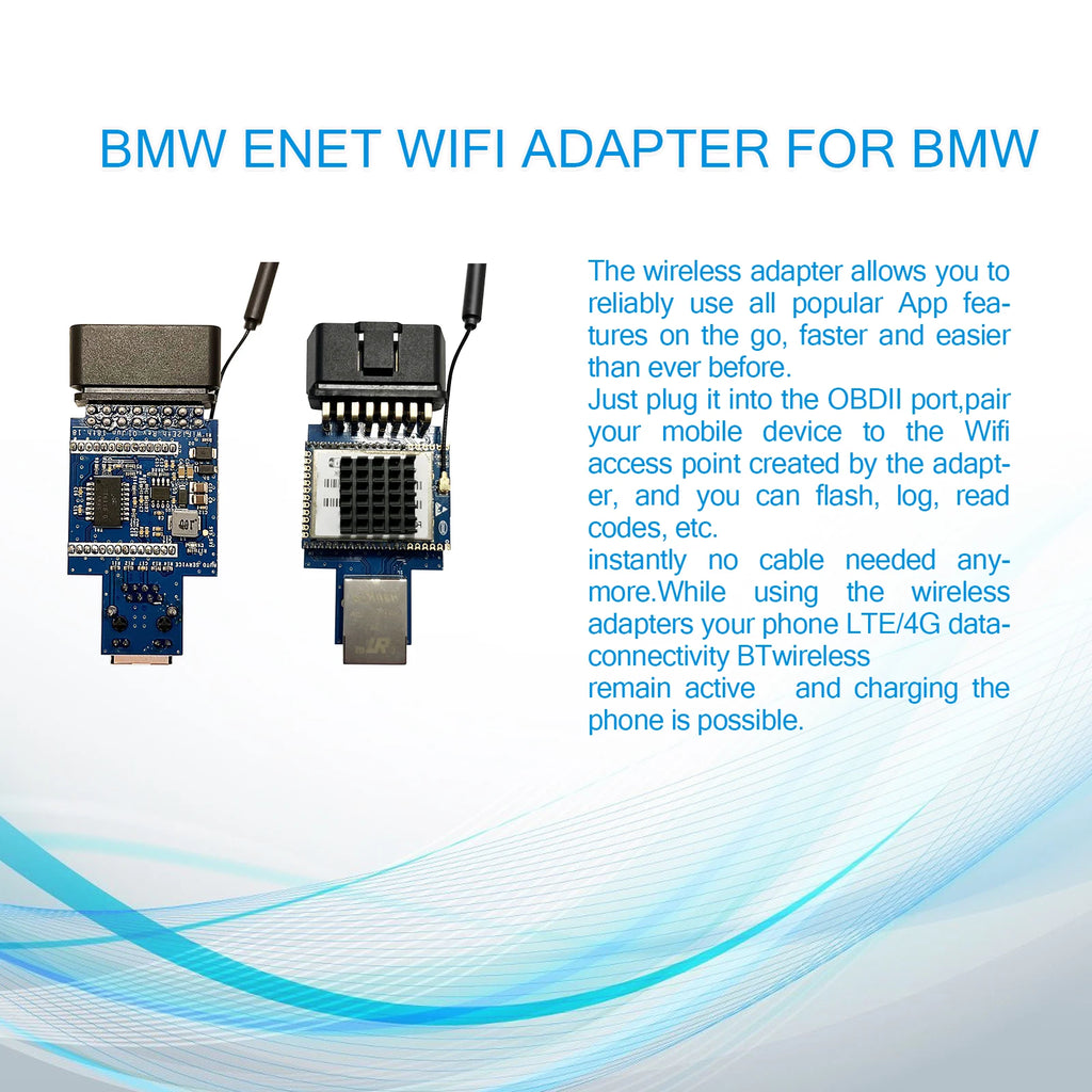 Enet Wifi Adapter for BMW F/G/I Series Obd2 Wifi CarPlay Compatible for BimmerCode,Bootmod3,MHD Work with iOS,Android Blackbox Automotive Diagnostics