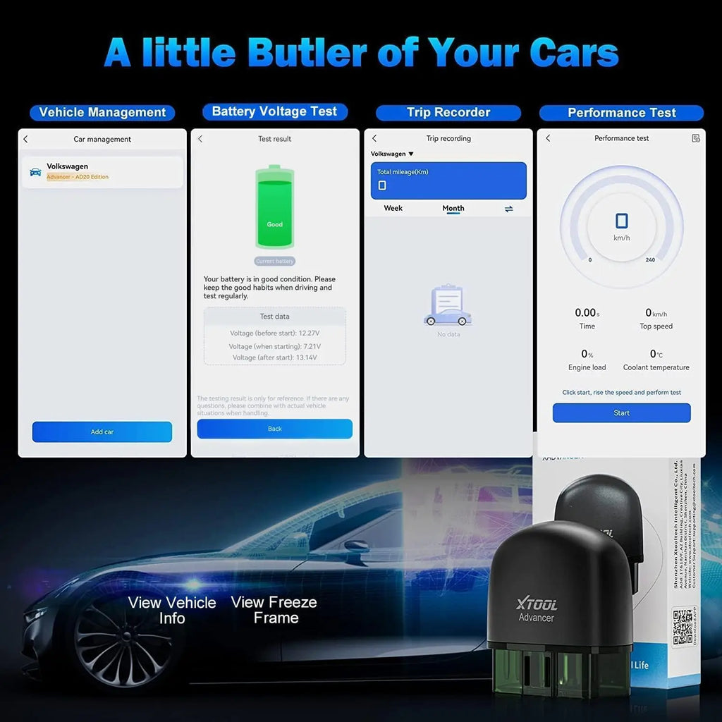 XTOOL AD20PRO OBD2 Scanner Check Engine Light IOS & Android Car Diagnostic Tool Battery Test Code Reader Lifetime Free Update Blackbox Automotive Diagnostics