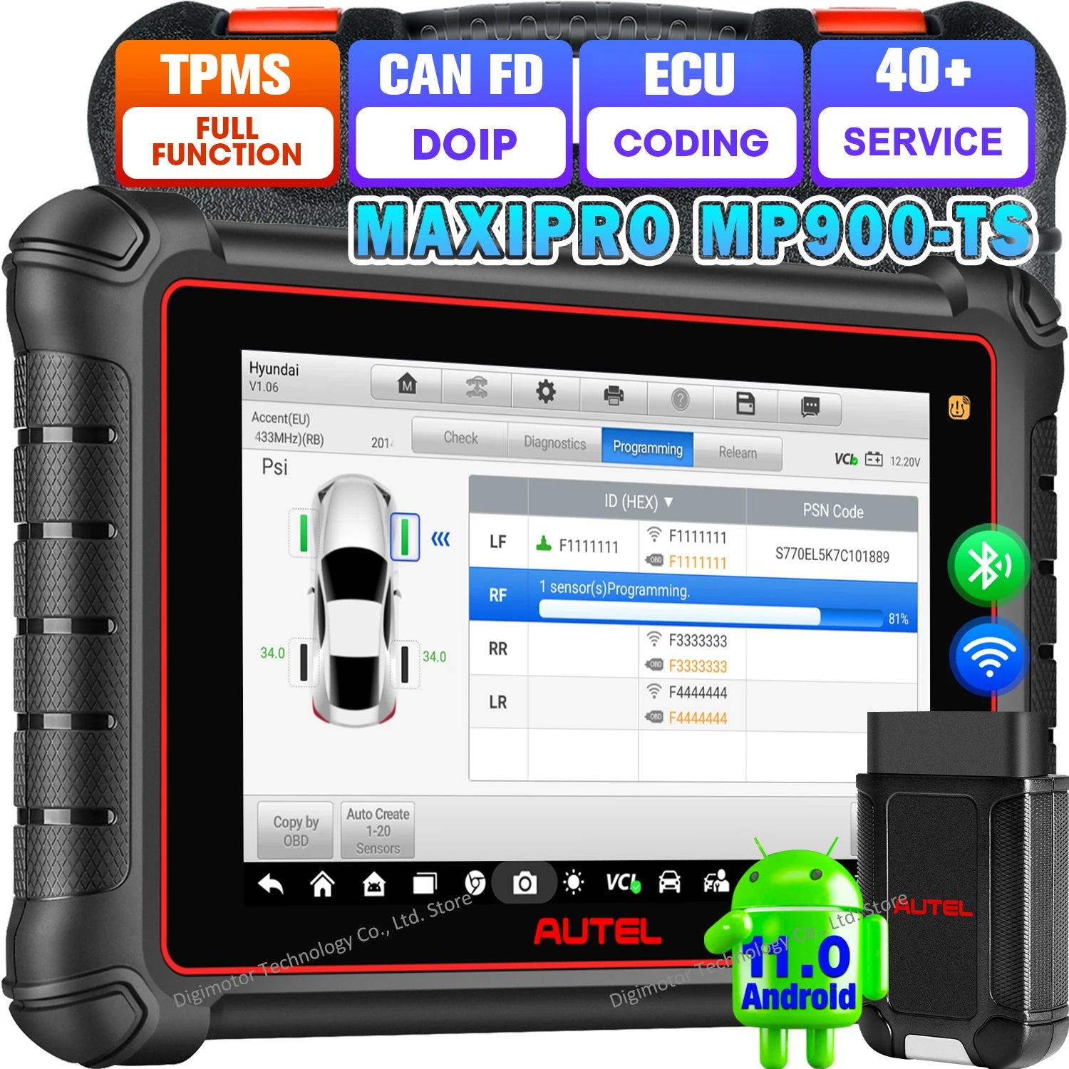 Autel MaxiPRO MP900TS OBD2 Scanner TPMS Diagnostic Tool ECU Online Coding 3000+ Tests, DoIP CANFD, Upgraded of MS906 Pro MK900TS Blackbox Automotive Diagnostics